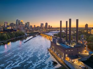 Minneapolis, Minnesota, USA Downtown City Skyline at Dusk