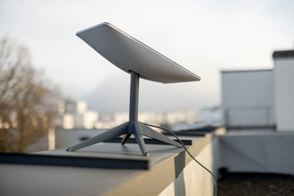 Starlink satellite dish on roof of residential building