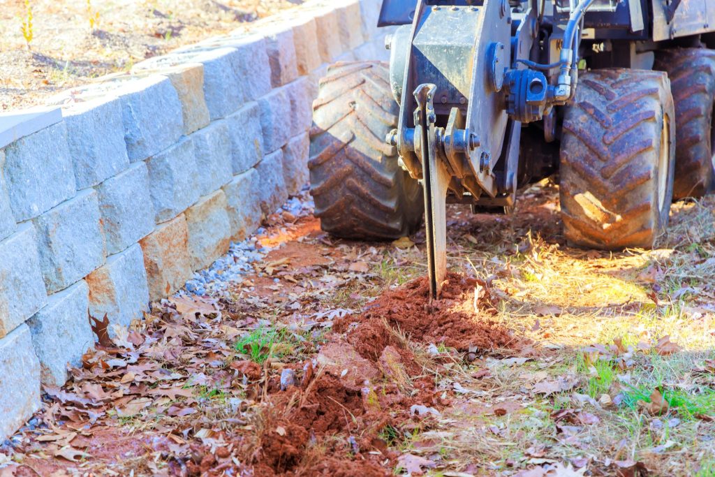 Trencher cable plow tractor is used for a installation of fiber optic cables