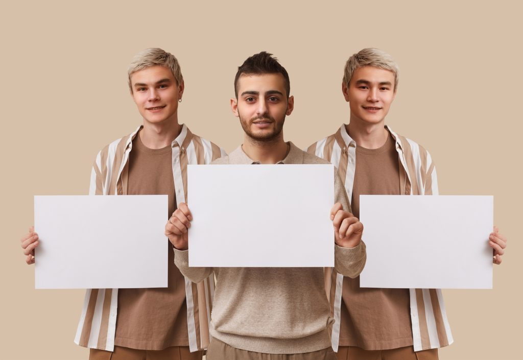 Collage of Three Young Men with Generated Faces