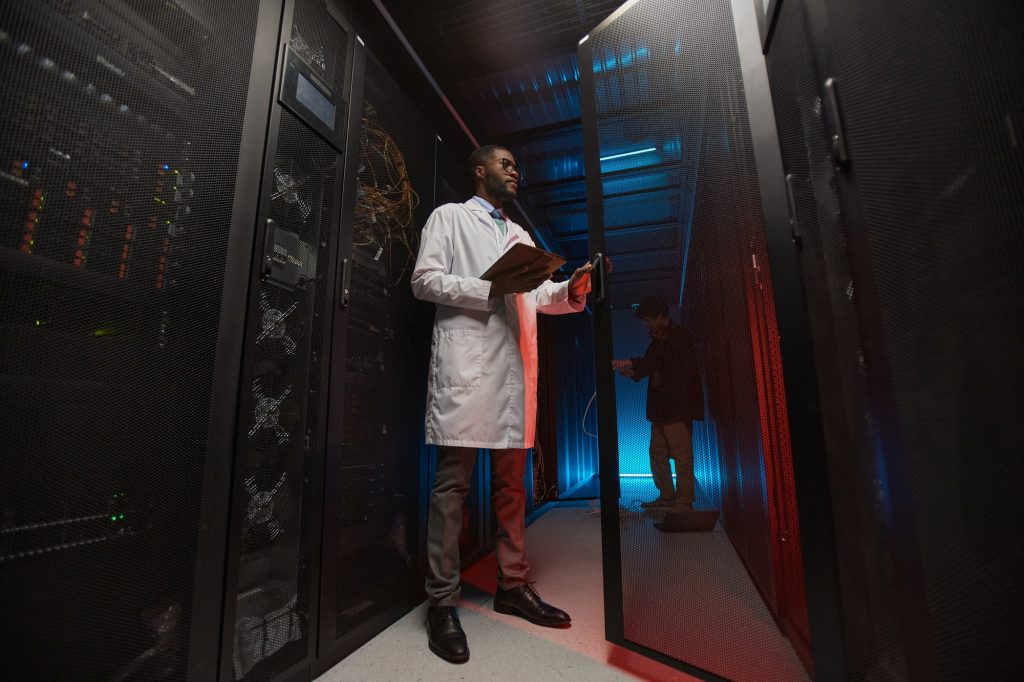 Data Scientist Working with Supercomputer